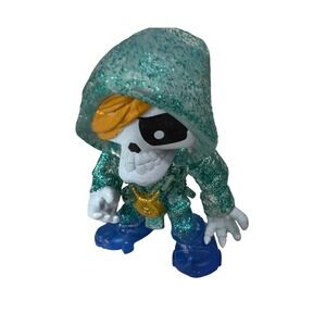 Treasure X Skeleton Pirate Mini Figure Teal Glitter Hooded Eye Patch Gold Medal